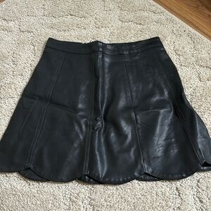 Black leather scalloped skirt